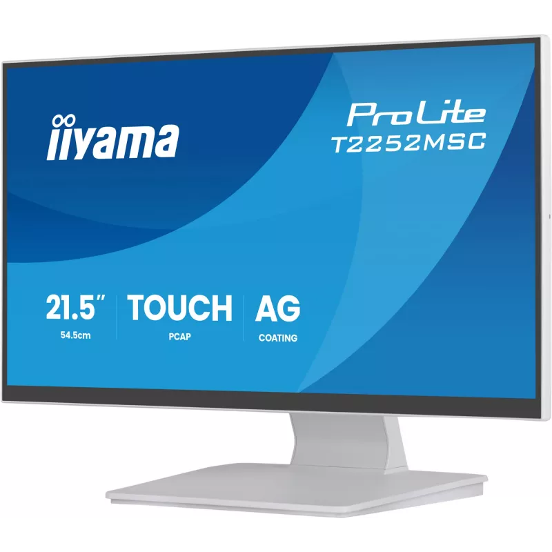 Monitor IIYAMA ProLite T2252MSC-W2AG 54,5 cm (21,4 inch) Full HD 1920x1080 LCD touchscreen, 5 ms, hub USB 3.2, altoparlanti, VESA, bianco
