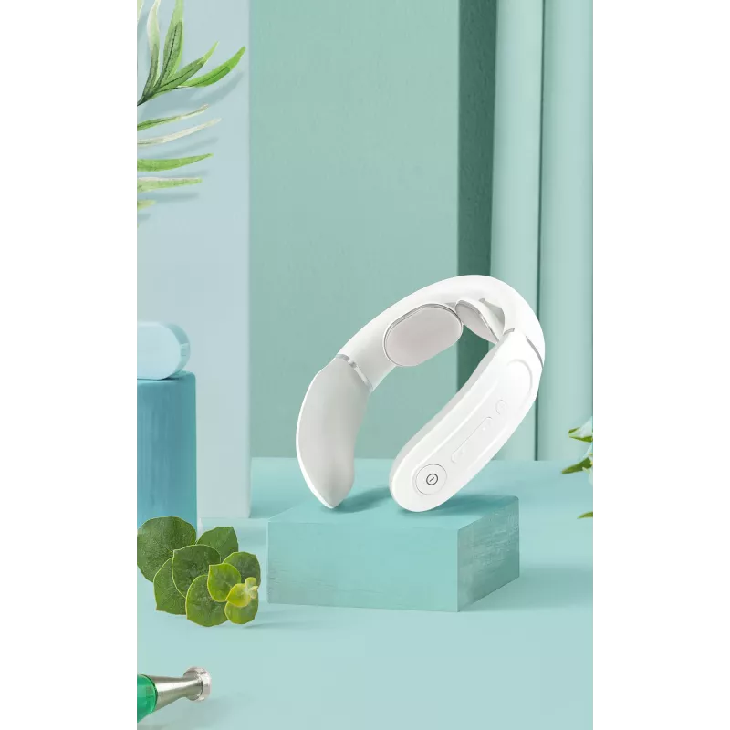SKG 4356E - bianco, massaggio combinato, collo, bianco, silicone, tasti, batteria