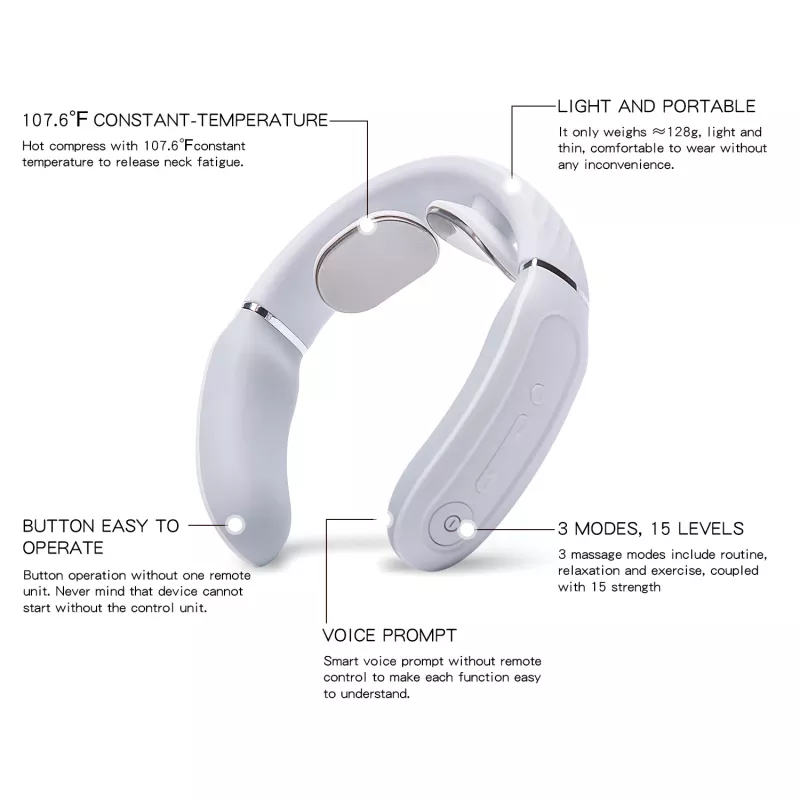 SKG 4356E - bianco, massaggio combinato, collo, bianco, silicone, tasti, batteria