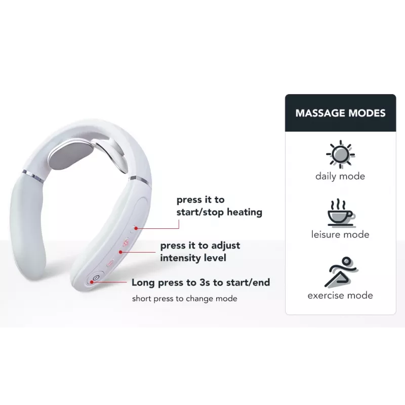 SKG 4356E - bianco, massaggio combinato, collo, bianco, silicone, tasti, batteria