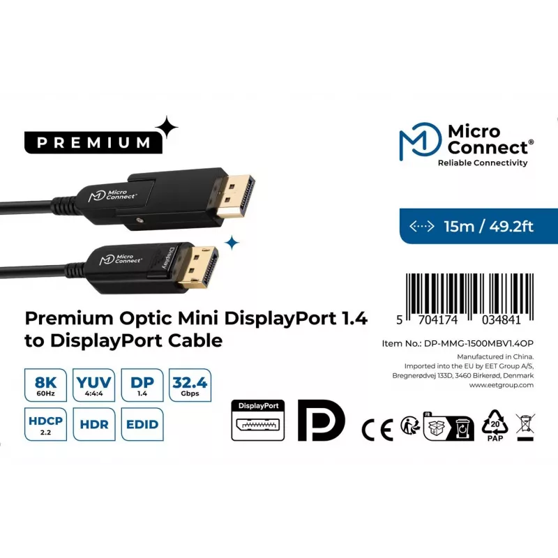 Microconnect DP-MMG-1500MBV1.4OP cavo DisplayPort 15 m nero