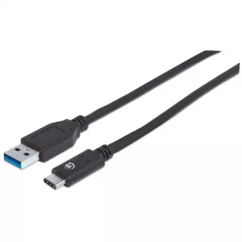 Cavo Manhattan USB-C a USB-A, 1 m, connettore maschio a connettore maschio, 10 Gbit/s (USB 3.2 Gen 2, noto anche come USB 3.1), 3 A (ricarica rapida), SuperSpeed+ USB, nero, garanzia a vita, equivalente a USB31AC1M