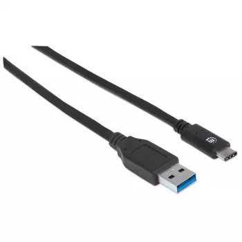 Cavo Manhattan USB-C a USB-A, 1 m, connettore maschio a connettore maschio, 10 Gbit/s (USB 3.2 Gen 2, noto anche come USB 3.1), 3 A (ricarica rapida), SuperSpeed+ USB, nero, garanzia a vita, equivalente a USB31AC1M