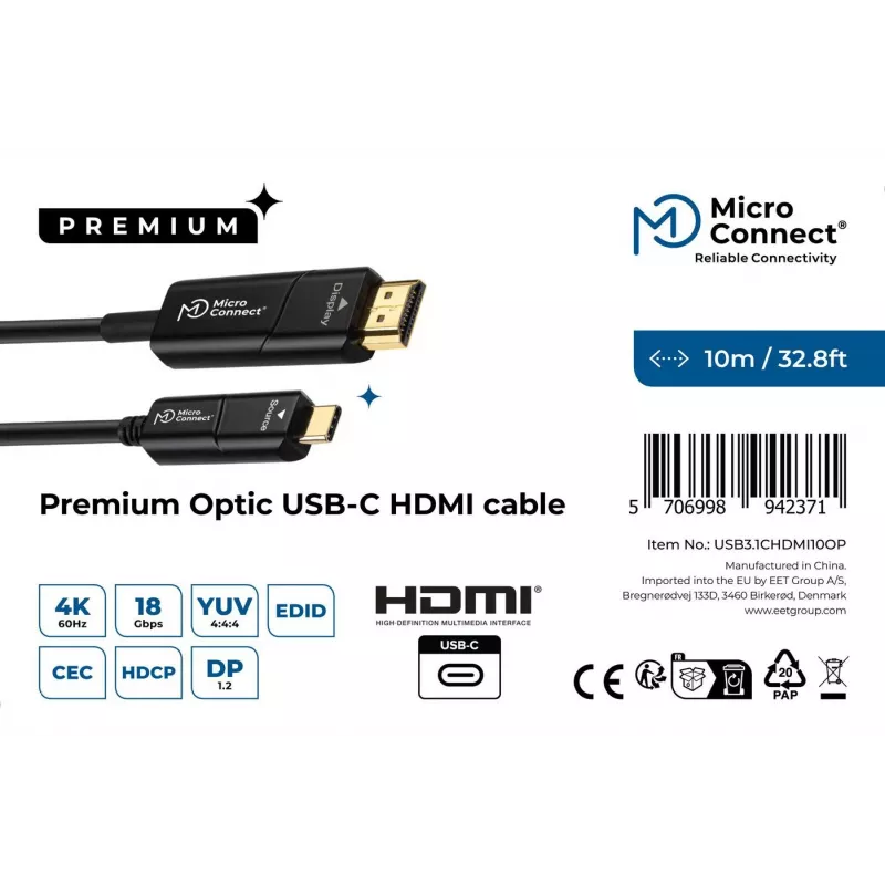 Adattatore cavo video Microconnect USB3.1CHDMI10OP 10 m USB Type-C HDMI nero