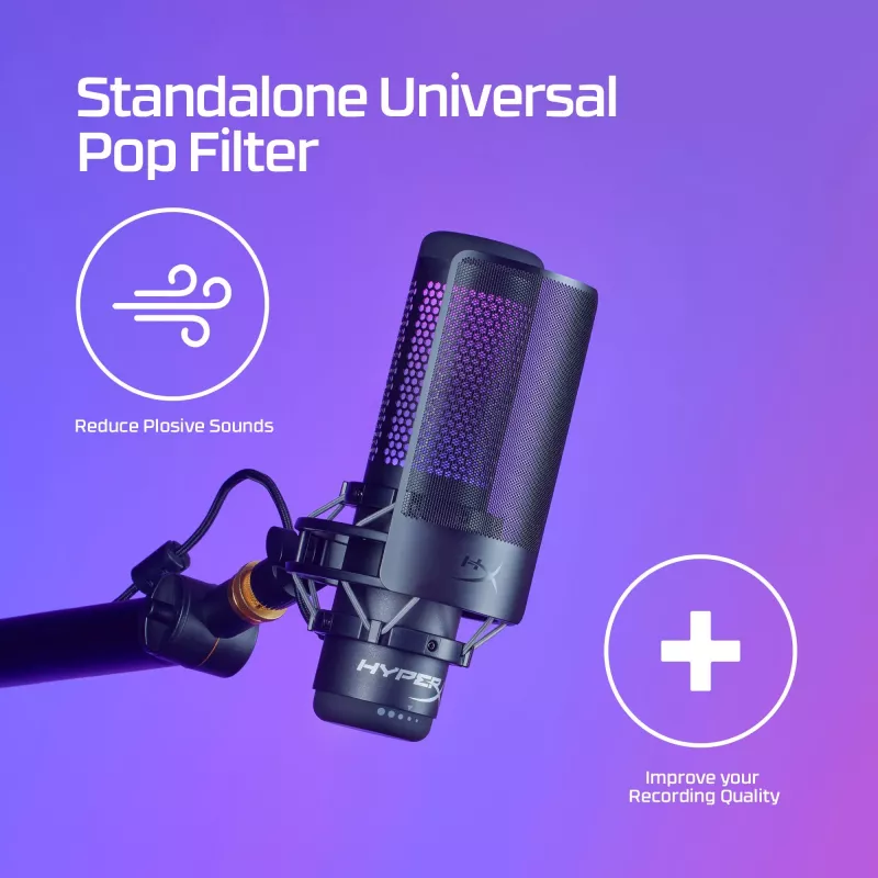 Filtro anti-pop per microfono HyperX Shield 6X256AA, collo di cigno flessibile, nero