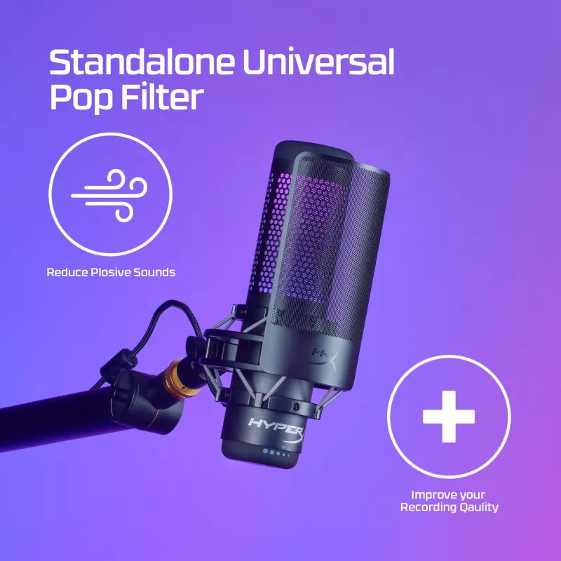 Filtro anti-pop per microfono HyperX Shield 6X256AA, collo di cigno flessibile, nero