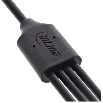 InLine cavo di ricarica USB 4in1 a Y, 1x connettore maschio USB-A su 4x connettore maschio USB-C, nero 1 m