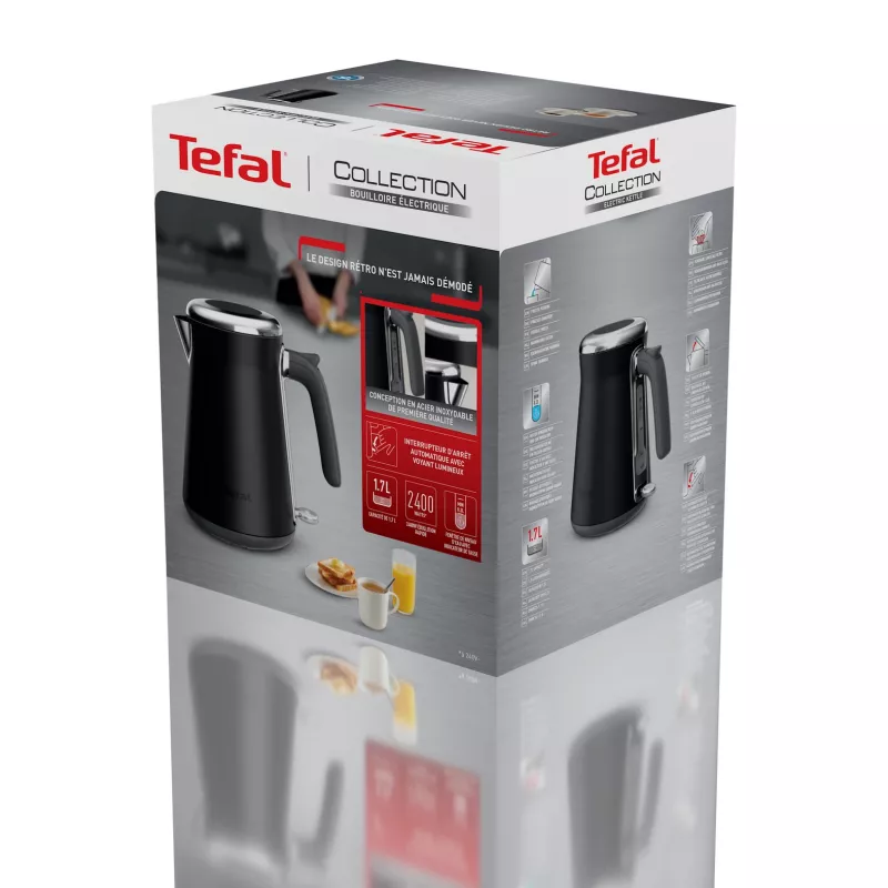 Bollitore Tefal KI6668E0 — 1,7 l, 2400 W, corpo in acciaio inox, nero
