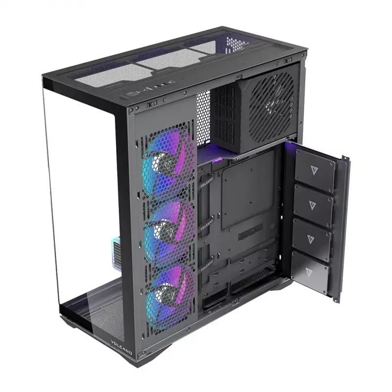 Case per PC Full-Tower MODECOM Volcano SPACE XL ARGB — Full Tower, supporto E-ATX, vetro temperato, ARGB, GPU fino a 440 mm
