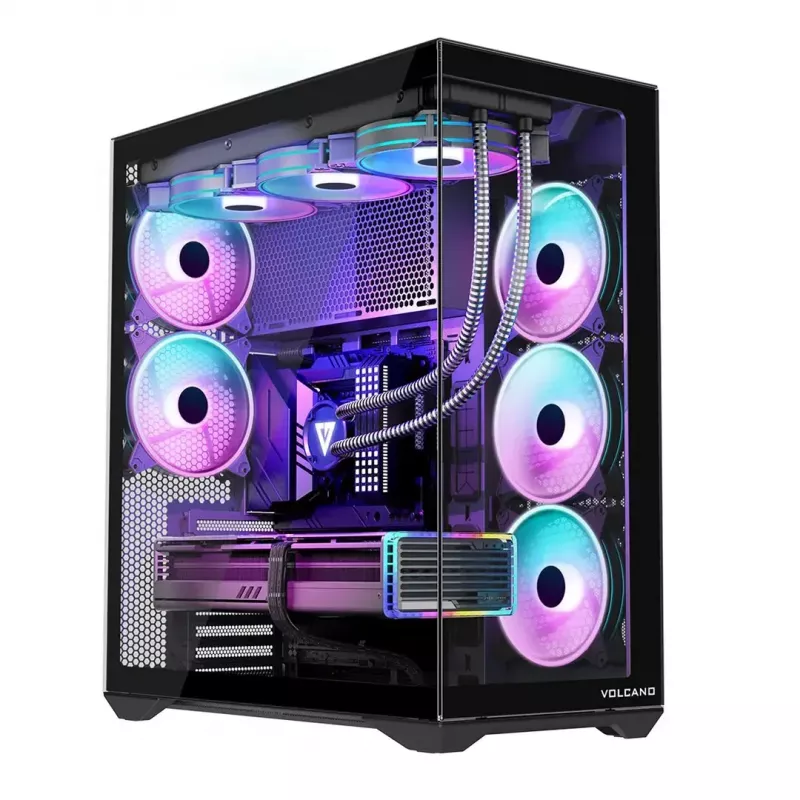Case per PC Full-Tower MODECOM Volcano SPACE XL ARGB — Full Tower, supporto E-ATX, vetro temperato, ARGB, GPU fino a 440 mm