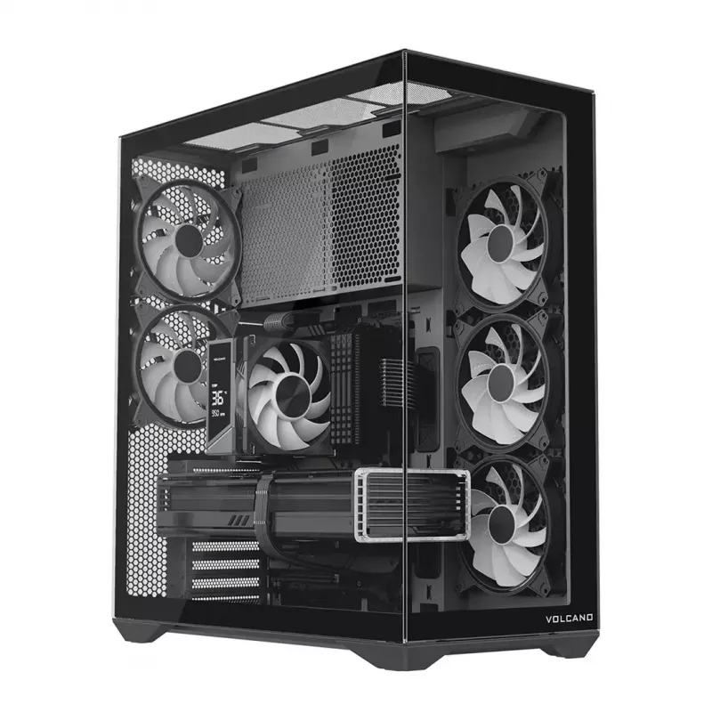 Case per PC Full-Tower MODECOM Volcano SPACE XL ARGB — Full Tower, supporto E-ATX, vetro temperato, ARGB, GPU fino a 440 mm