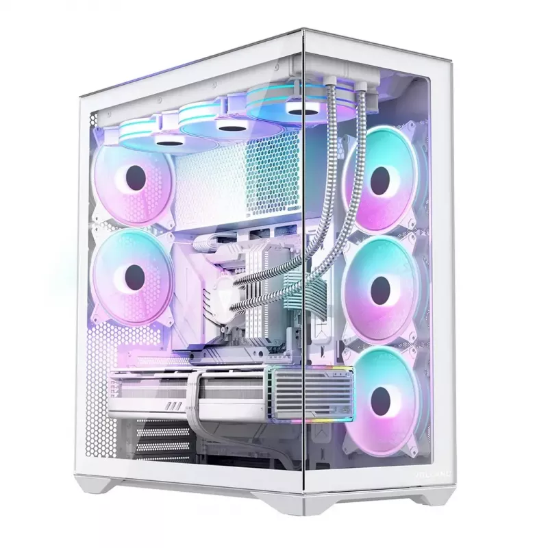 Case per PC Full-Tower MODECOM Volcano SPACE XL ARGB FULL TOWER 5F bianco — ATX, vetro temperato, ARGB, USB-C