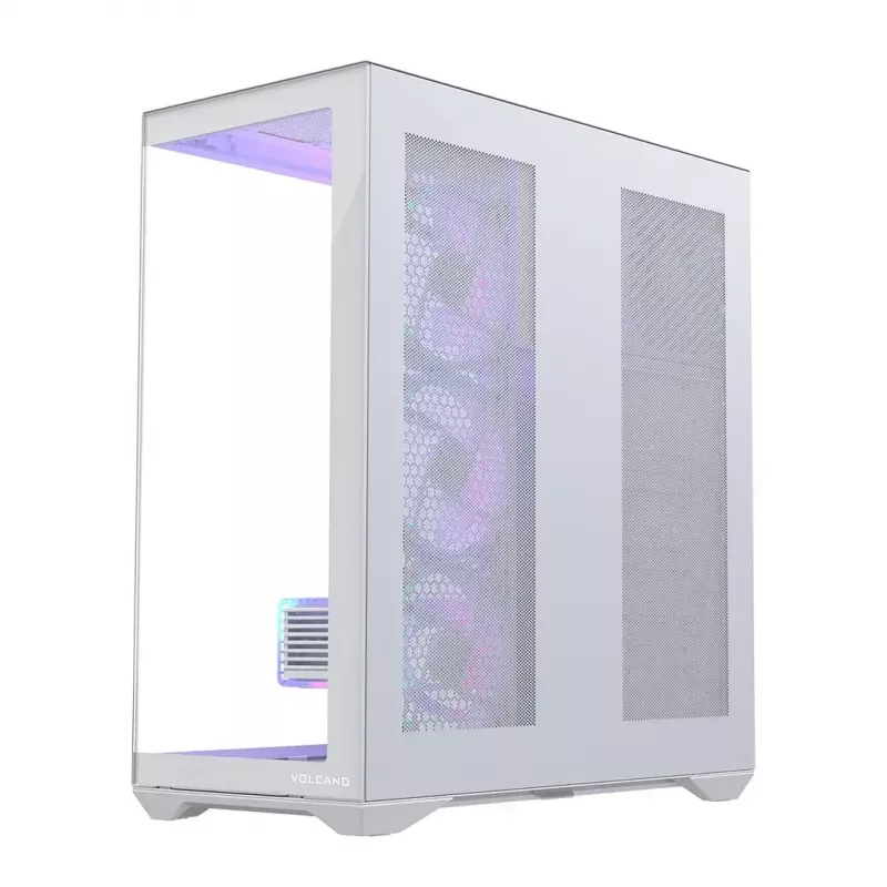 Case per PC Full-Tower MODECOM Volcano SPACE XL ARGB FULL TOWER 5F bianco — ATX, vetro temperato, ARGB, USB-C