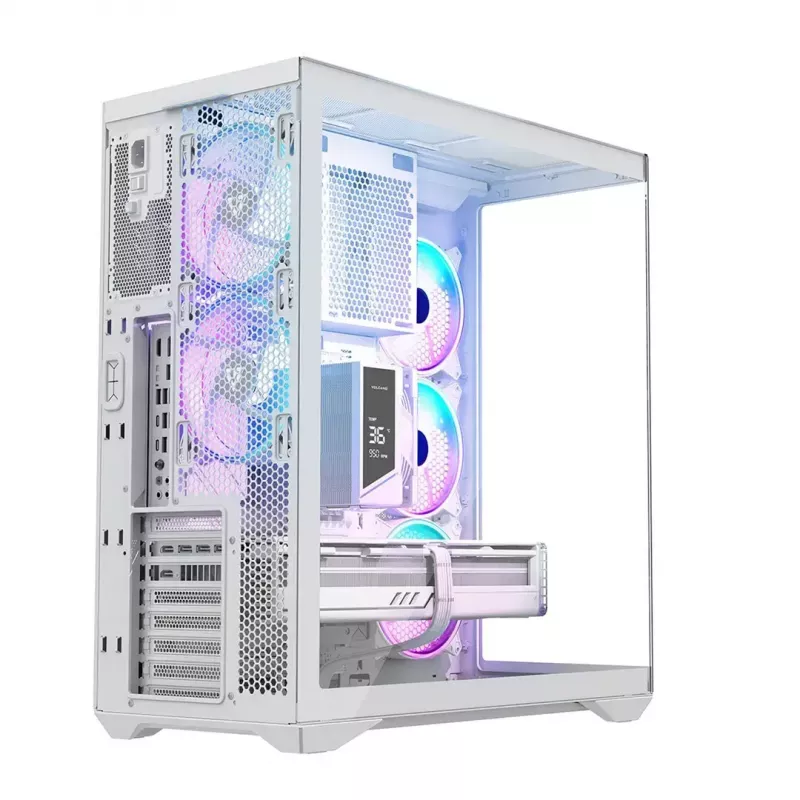 Case per PC Full-Tower MODECOM Volcano SPACE XL ARGB FULL TOWER 5F bianco — ATX, vetro temperato, ARGB, USB-C
