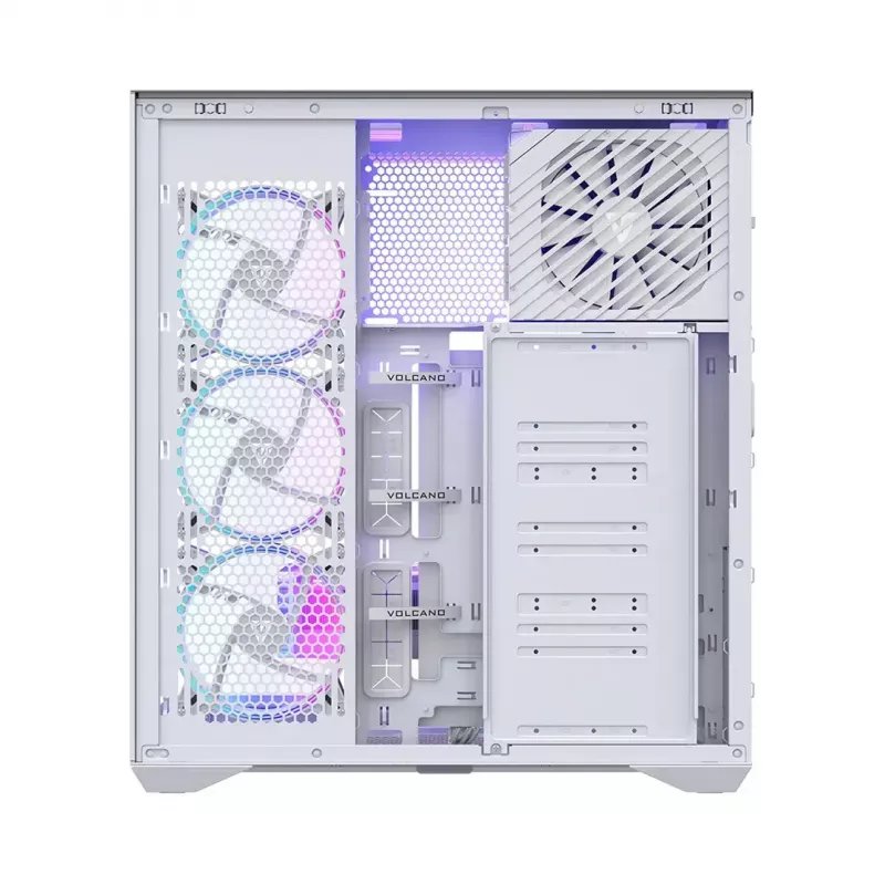 Case per PC Full-Tower MODECOM Volcano SPACE XL ARGB FULL TOWER 5F bianco — ATX, vetro temperato, ARGB, USB-C