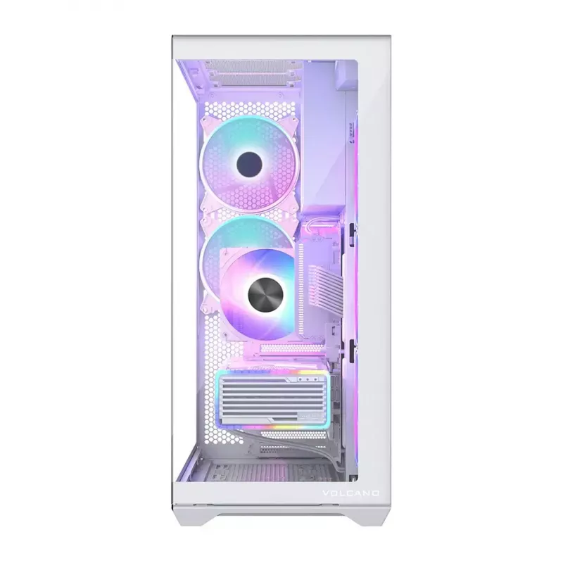 Case per PC Full-Tower MODECOM Volcano SPACE XL ARGB FULL TOWER 5F bianco — ATX, vetro temperato, ARGB, USB-C
