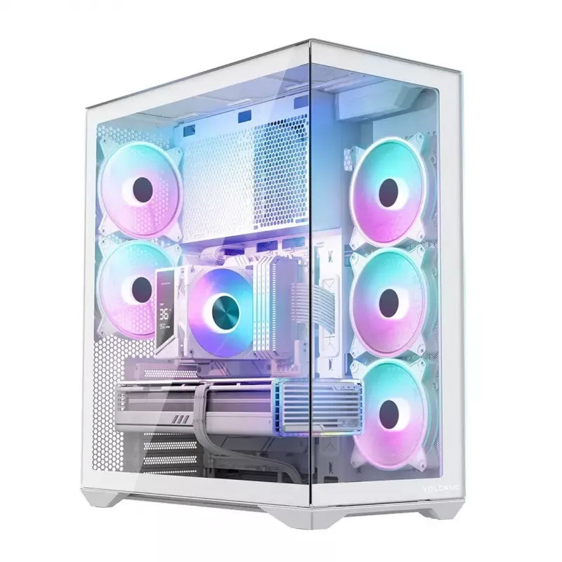 Case per PC Full-Tower MODECOM Volcano SPACE XL ARGB FULL TOWER 5F bianco — ATX, vetro temperato, ARGB, USB-C