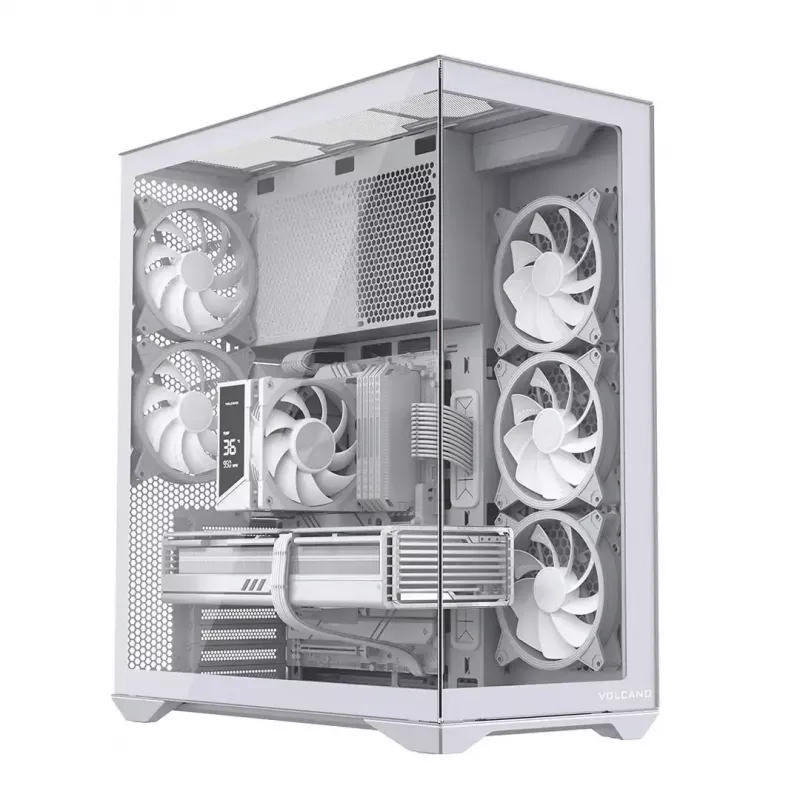 Case per PC Full-Tower MODECOM Volcano SPACE XL ARGB FULL TOWER 5F bianco — ATX, vetro temperato, ARGB, USB-C