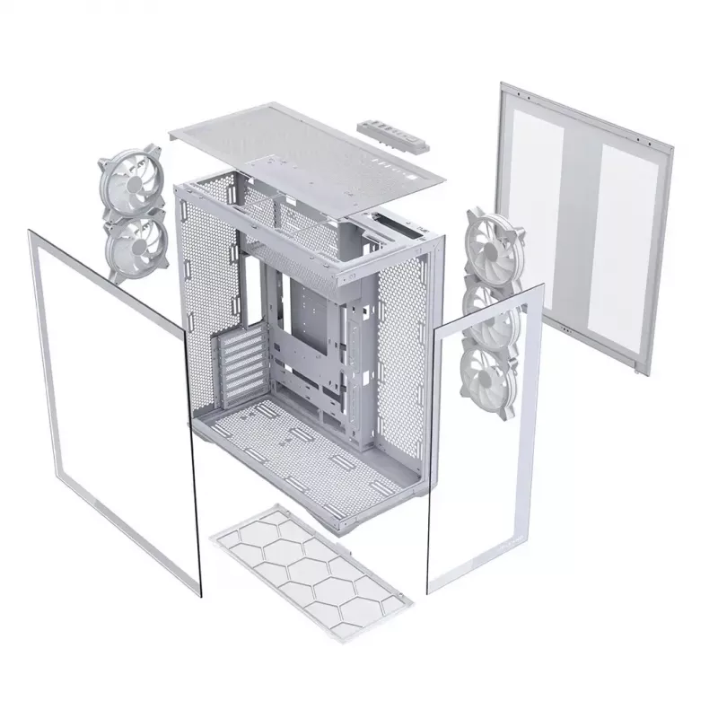 Case per PC Full-Tower MODECOM Volcano SPACE XL ARGB FULL TOWER 5F bianco — ATX, vetro temperato, ARGB, USB-C