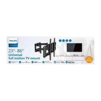 Supporto da terra per TV Philips SQM9640/00 per 58,4 cm–2,18 m (23 pollici–86 pollici), fino a 55 kg, VESA 200x100–600x400, inclinabile ±15°, orientabile 180° — nero