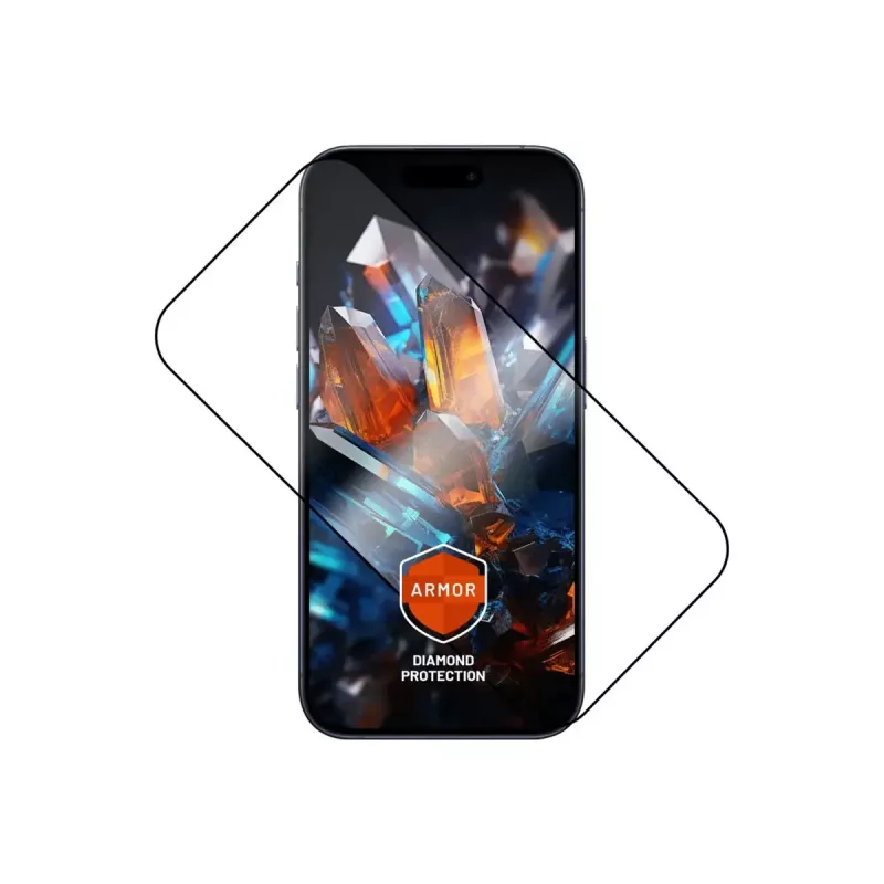 Pellicola protettiva per display FIXED per Apple iPhone 17 Pro — vetro temperato, nero, Armor con applicatore anti-polvere e strato AR