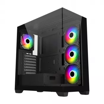 Case FSP M340-BA Midi Tower mITX, mATX, ATX nero ARGB, Midi Tower, PC, nero, ATX, micro ATX, Mini-ITX, vetro, SPCC, 17 cm