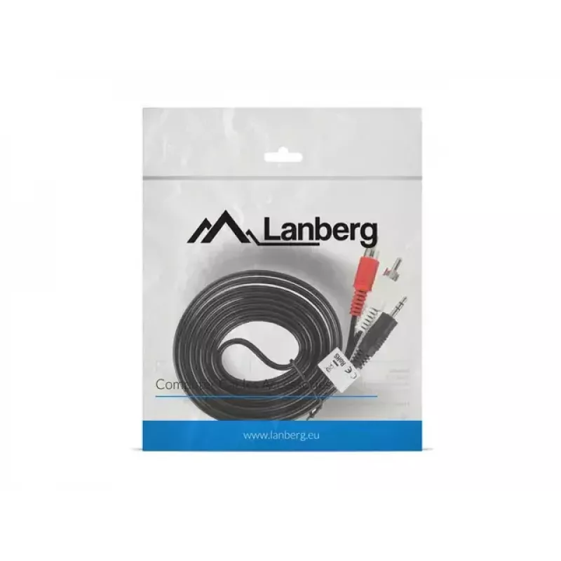 Cavo audio Lanberg CA-MJRC-10CC-0020-BK 3,5 mm RCA 2 m nero rosso bianco
