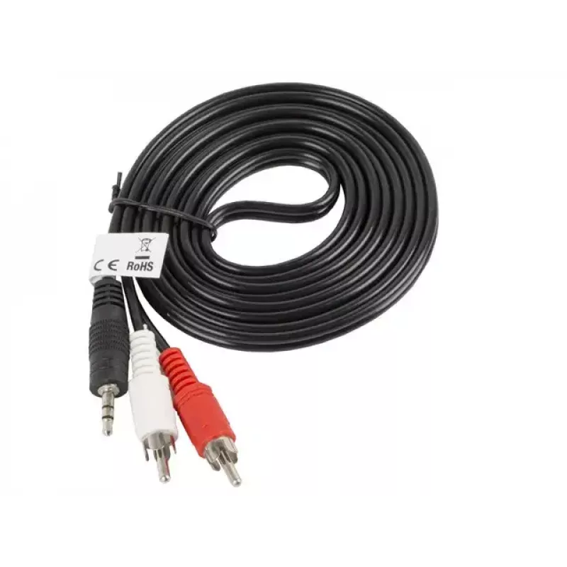 Cavo audio Lanberg CA-MJRC-10CC-0020-BK 3,5 mm RCA 2 m nero rosso bianco