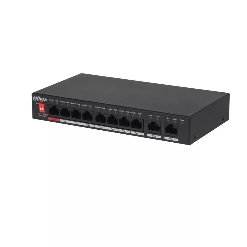 Dahua Technology PoE PFS3010-8ET-96-V2 switch di rete unmanaged Gigabit Ethernet (10/100/1000) Power over Ethernet (PoE) nero