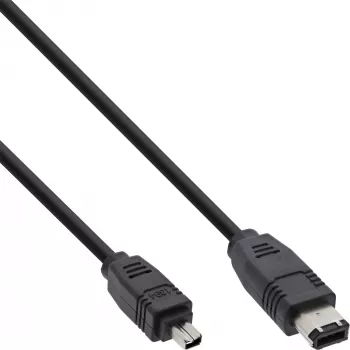 InLine cavo FireWire 400 1394 da 6 a 4 pin connettore 1,8 m, nero, 1,8 m, 6-Pin, 4-Pin, connettore/connettore, 175 mm