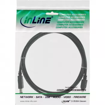 InLine cavo FireWire 400 1394 da 6 a 4 pin connettore 1,8 m, nero, 1,8 m, 6-Pin, 4-Pin, connettore/connettore, 175 mm