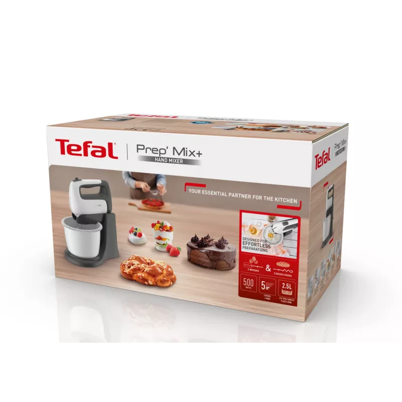 Frullatore a mano Tefal PrepMix+ HT464138 con ciotola 500 W grigio/bianco