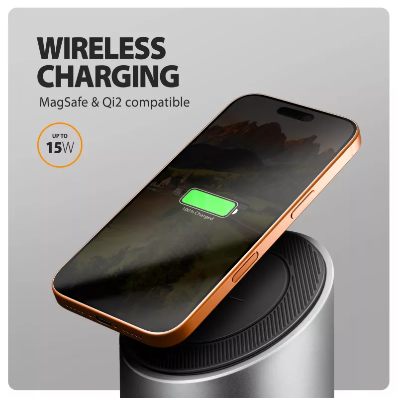 AXAGON HMC-WL9 hub docking USB-C 9-in-1 con 10 Gbit/s, 100W PD, 8K HDMI, Ethernet, ricarica wireless