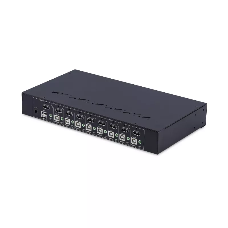 StarTech.com switch KVM HDMI a 8 porte con kit rackmount 1U, 4K 60Hz HDMI 2.0, commutazione a pulsante e hotkey, hub USB a 4 porte, indipendente dal sistema operativo, conforme TAA