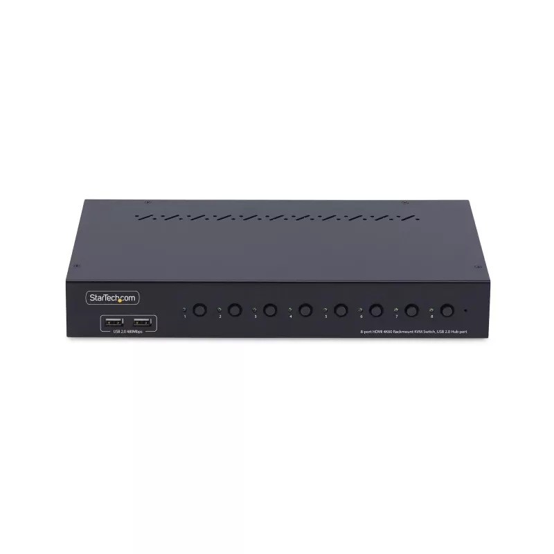 StarTech.com switch KVM HDMI a 8 porte con kit rackmount 1U, 4K 60Hz HDMI 2.0, commutazione a pulsante e hotkey, hub USB a 4 porte, indipendente dal sistema operativo, conforme TAA