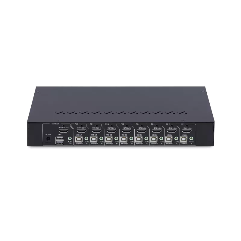 StarTech.com switch KVM HDMI a 8 porte con kit rackmount 1U, 4K 60Hz HDMI 2.0, commutazione a pulsante e hotkey, hub USB a 4 porte, indipendente dal sistema operativo, conforme TAA