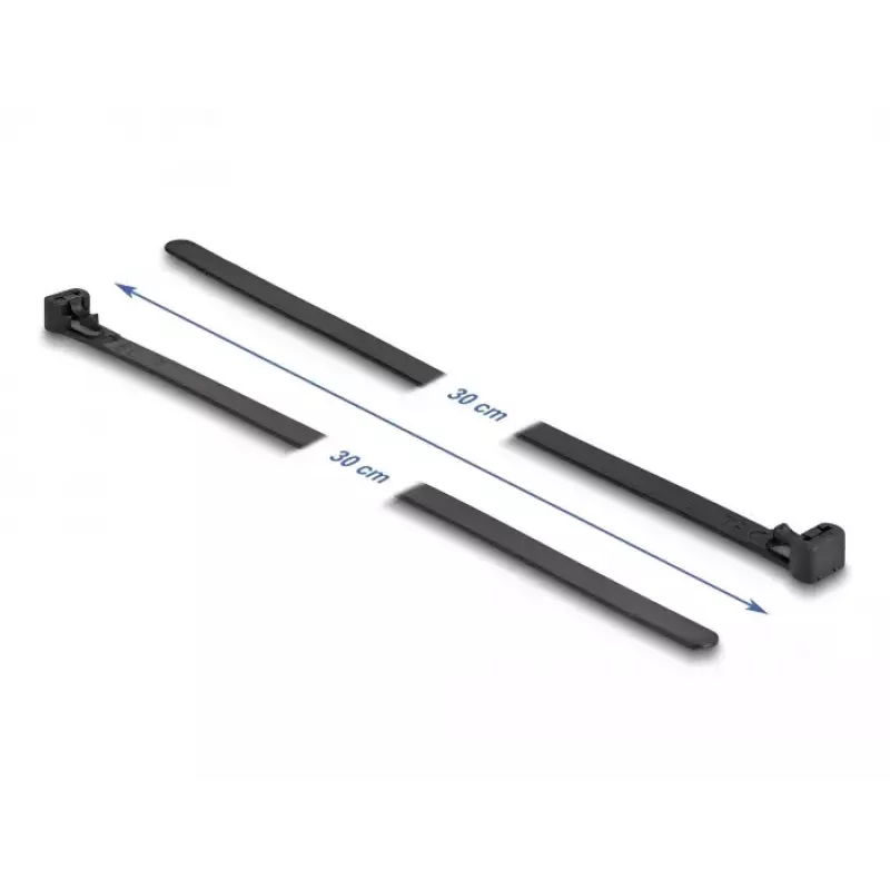 DeLOCK fascette per cavi riutilizzabili resistenti al calore, 300 x 7,6 mm, nero, 100 pz