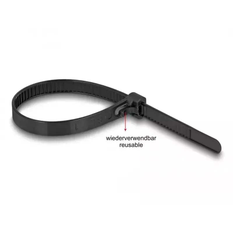DeLOCK fascette per cavi riutilizzabili resistenti al calore, 300 x 7,6 mm, nero, 100 pz