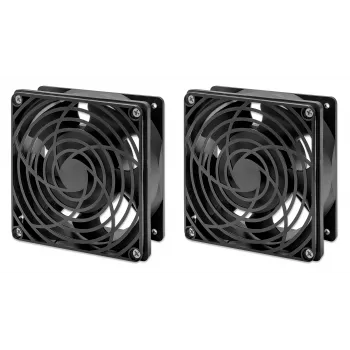 Intellinet unità di ventilazione a 2 ventole per armadi a parete 19 pollici, montaggio a tetto, cavo di alimentazione 1,8 m con spina EU CEE 7/7, formato 120 x 120 mm, set di messa a terra incluso, nero