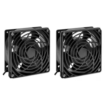 Intellinet unità di ventilazione a 2 ventole per armadi a parete 19 pollici, montaggio a tetto, cavo di alimentazione 1,8 m con spina EU CEE 7/7, formato 120 x 120 mm, set di messa a terra incluso, nero