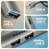 Hub USB AXAGON HUE-STA — barra in alluminio 4 porte, 1× USB-A 5 Gbit/s + 2× USB-A e 1× USB-C 480 Mbit/s, host USB-A, grigio