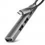 Hub USB AXAGON HUE-STC, barra in alluminio 4 porte, 1x USB-A 5 Gbit/s + 2x USB-A e 1x USB-C 480 Mbit/s, host USB-C, cavo 12 cm, grigio