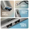 Hub USB AXAGON HUE-STC, barra in alluminio 4 porte, 1x USB-A 5 Gbit/s + 2x USB-A e 1x USB-C 480 Mbit/s, host USB-C, cavo 12 cm, grigio