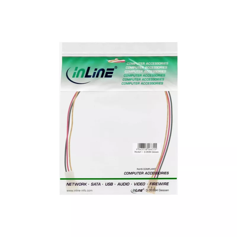 InLine Prolunga cavo ventola 3 poli connettore maschio/femmina Molex lunghezza 1m
