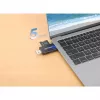 Manhattan Lettore/scrittore multi-card combo USB-A / USB-C, 5 Gbit/s (USB 3.2 Gen1 alias USB 3.0), connettore maschio su slot microSD e SD/MMC, formato mini, SuperSpeed USB, Windows o Mac, nero/trasparente, tre anni di garanzia