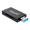 Manhattan Lettore/scrittore multi-card combo USB-A / USB-C, 5 Gbit/s (USB 3.2 Gen1 alias USB 3.0), connettore maschio su slot microSD e SD/MMC, formato mini, SuperSpeed USB, Windows o Mac, nero/trasparente, tre anni di garanzia