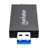Manhattan Lettore/scrittore multi-card combo USB-A / USB-C, 5 Gbit/s (USB 3.2 Gen1 alias USB 3.0), connettore maschio su slot microSD e SD/MMC, formato mini, SuperSpeed USB, Windows o Mac, nero/trasparente, tre anni di garanzia