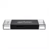 Manhattan Lettore/scrittore multi-card combo USB-A / USB-C, 5 Gbit/s (USB 3.2 Gen1 alias USB 3.0), connettore maschio su slot microSD e SD/MMC, formato mini, SuperSpeed USB, Windows o Mac, nero/trasparente, tre anni di garanzia
