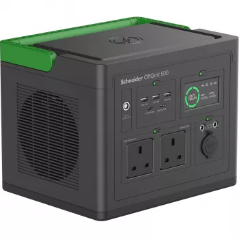 APC SE OffGrid Powerstation portatile 500 – batteria Li-Ion, LCD, 2x prese UK, 3x USB-A, 2x USB-C, 3x 12V, caricatore wireless