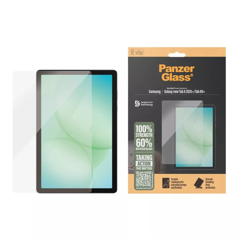 Protezione schermo temprata PanzerGlass per Samsung Galaxy Tab A11+ / Tab A9+ — Ultra-Wide Fit, PET, trasparente